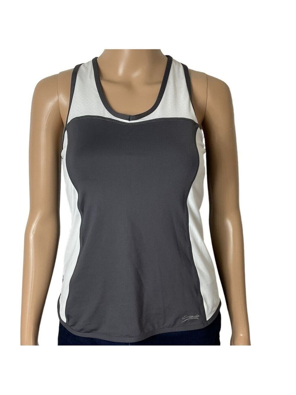 Sofibella Gray White Tennis Racerback Tank Top XS Built-in Bra